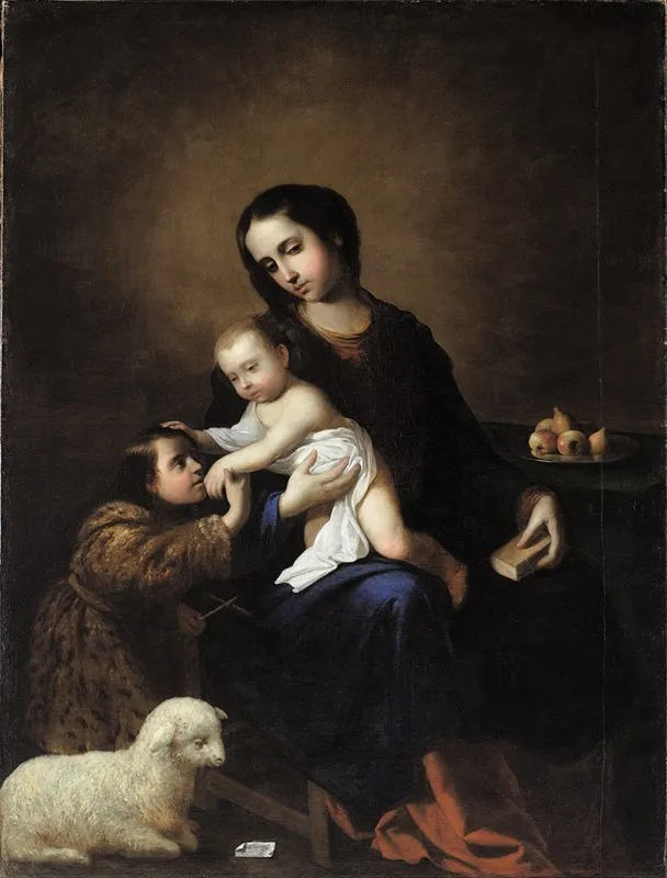 The Virgin And Child With The Infant St John The Baptist Wall Art by Francisco de Zurbarán - High-Resolution Digital Print