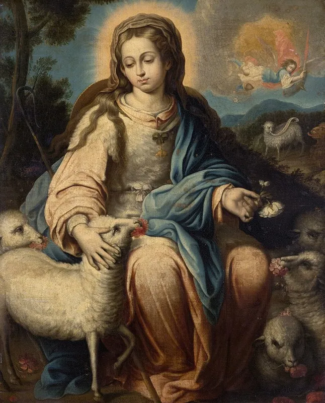 The Virgin As A Shepherdess Wall Art by Alonso Miguel De Tovar - High-Resolution Digital Print