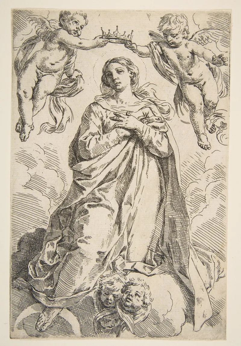 The Virgin Being Crowned By Two Angels