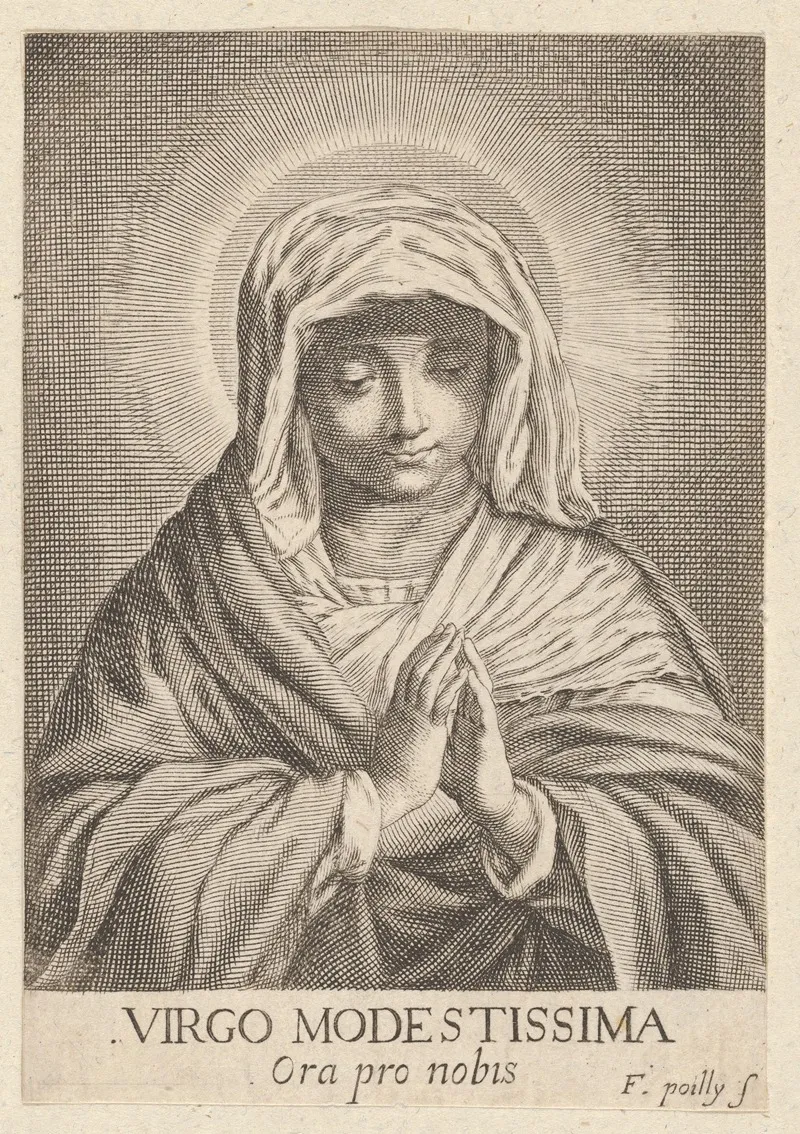 The Virgin In Prayer Looking Down After Reni Wall Art by Francois de Poilly - High-Resolution Digital Print