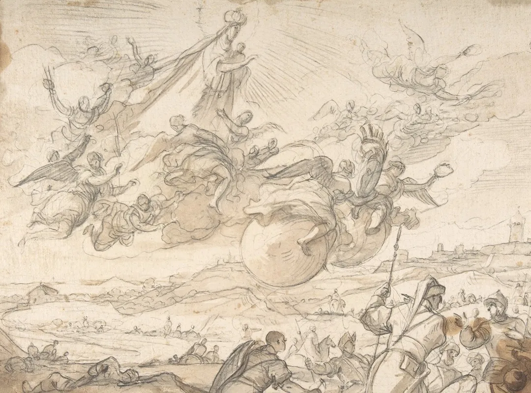 The Virgin Intervening During A Siege Of Madrid Wall Art by Luca Giordano - High-Resolution Digital Print