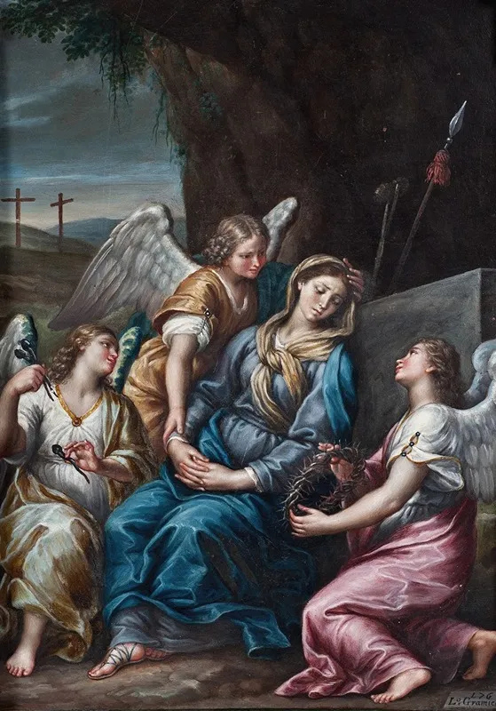 The Virgin Mourning At The Tomb Wall Art by Lorenzo Gramiccia - High-Resolution Digital Print