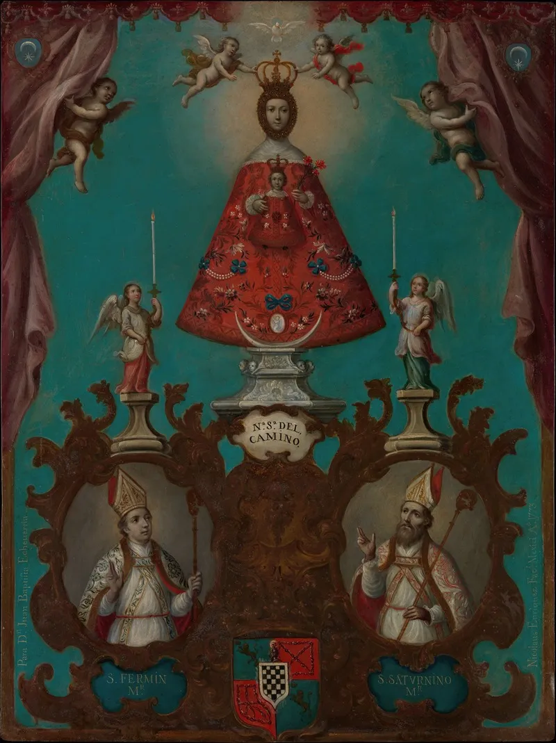 The Virgin Of El Camino With St Fermin And St Saturnino Wall Art by Nicolás Enríquez - High-Resolution Digital Print