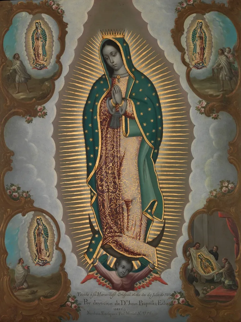 The Virgin Of Guadalupe With The Four Apparitions Wall Art by Nicolás Enríquez - High-Resolution Digital Print
