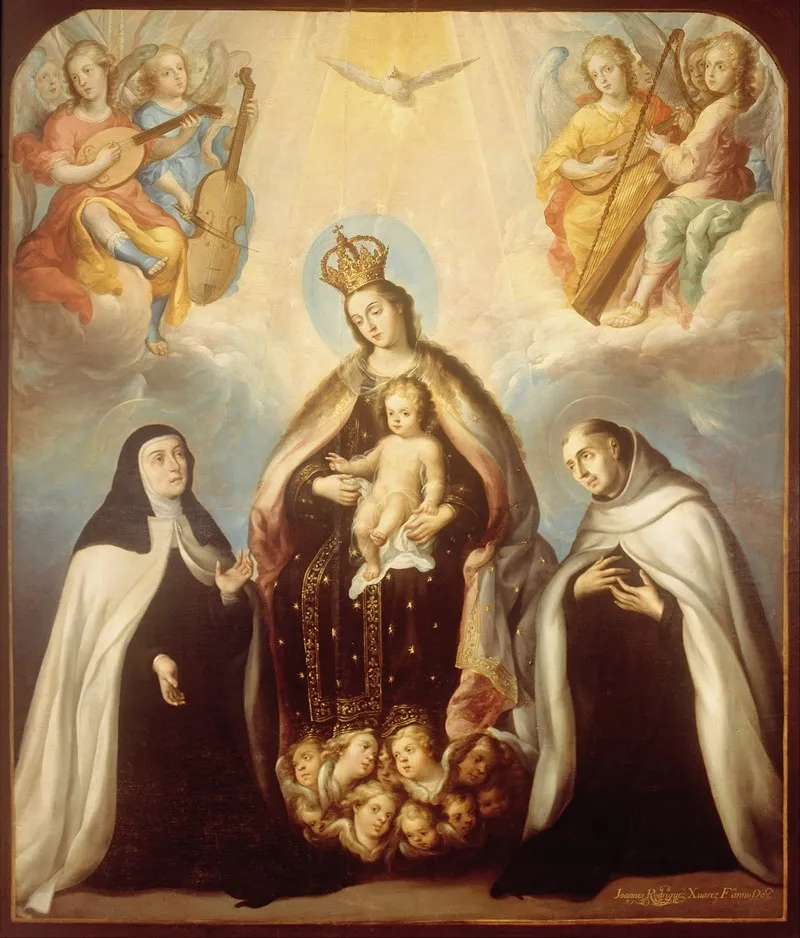 The Virgin Of The Carmen With Saint Theresa And Saint John Of The Cross Wall Art by Juan Rodríguez Juárez - High-Resolution Digital Print