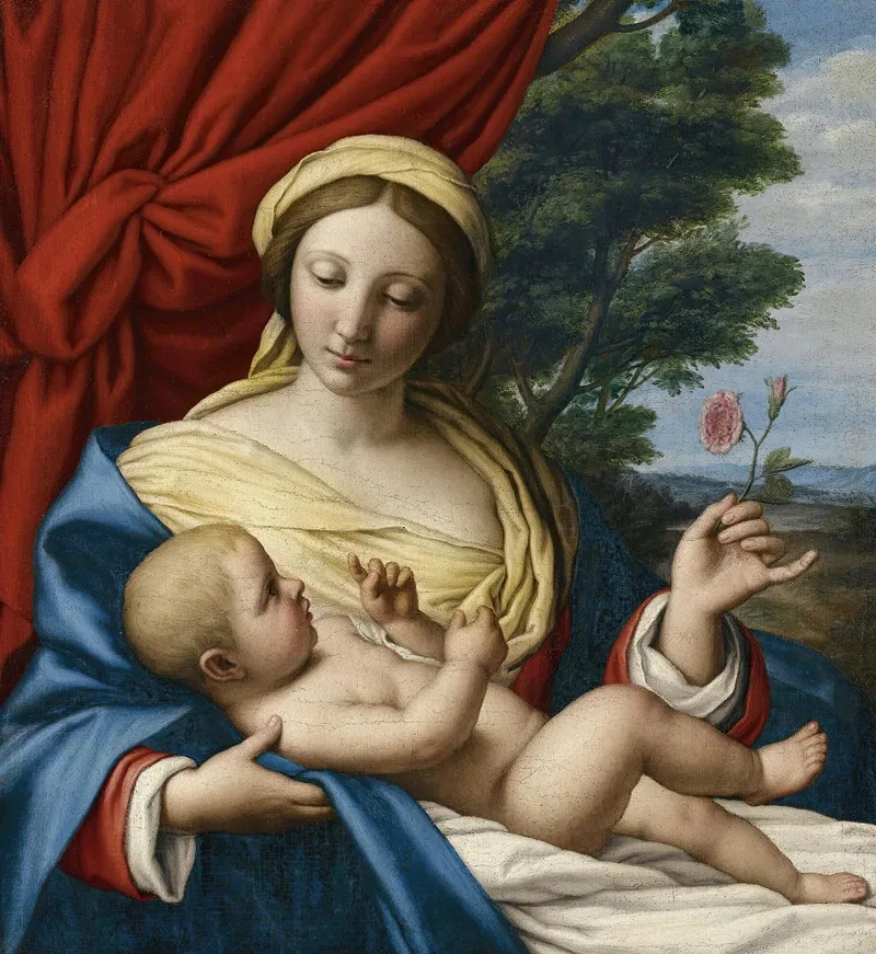 The Virgin Of The Rose Wall Art by Giovanni Battista Salvi da Sassoferrato - High-Resolution Digital Print