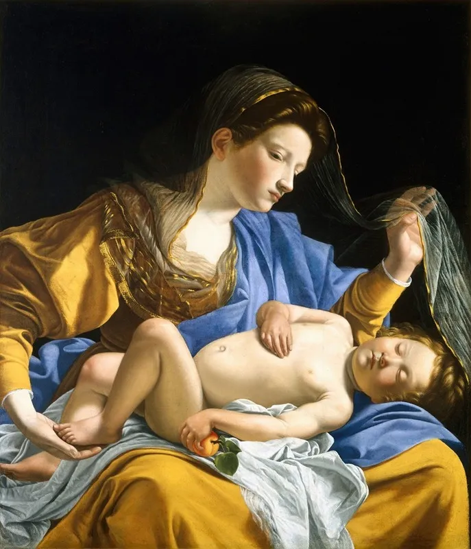 The Virgin With The Sleeping Christ Child Wall Art by Orazio Gentileschi - High-Resolution Digital Print