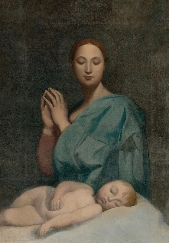 The Virgin With The Sleeping Infant Jesus Wall Art by Jean Auguste Dominique Ingres - High-Resolution Digital Print
