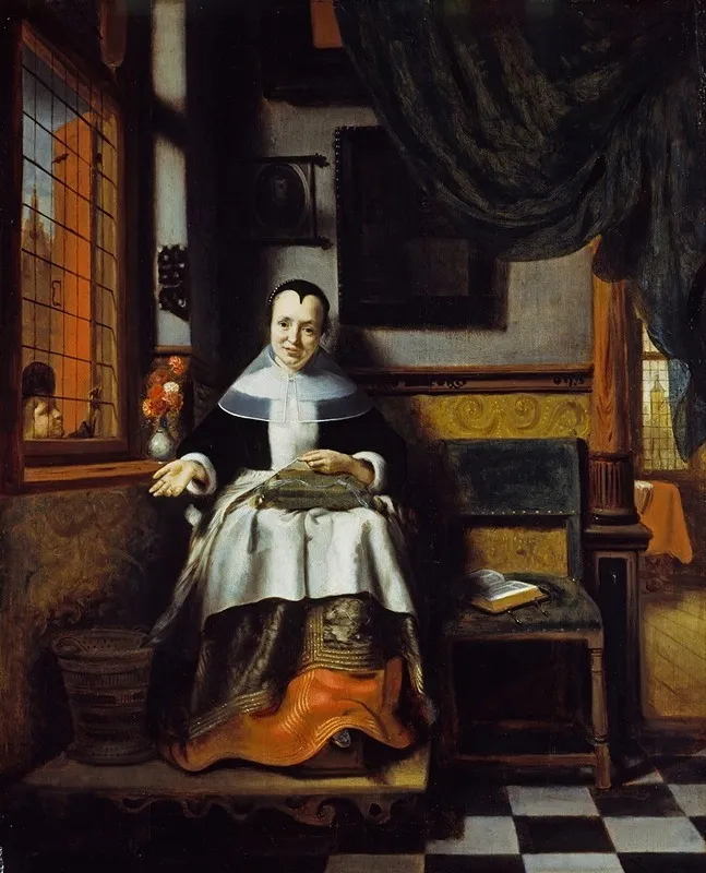 The Virtuous Woman Wall Art by Nicolaes Maes - High-Resolution Digital Print