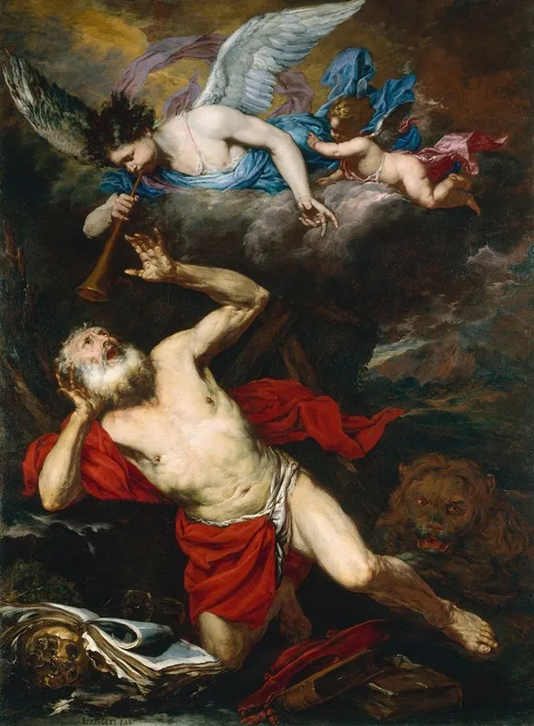 The Vision Of Saint Jerome Wall Art by Giovanni Battista Langetti - High-Resolution Digital Print