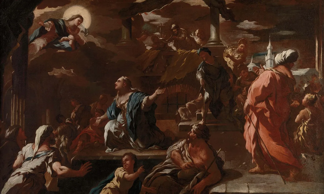 The Vision Of Saint Mary Of Egypt Wall Art by Luca Giordano - High-Resolution Digital Print