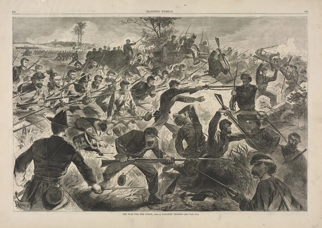 The War For The Union 1862 A Bayonet Charge Wall Art by Winslow Homer - High-Resolution Digital Print