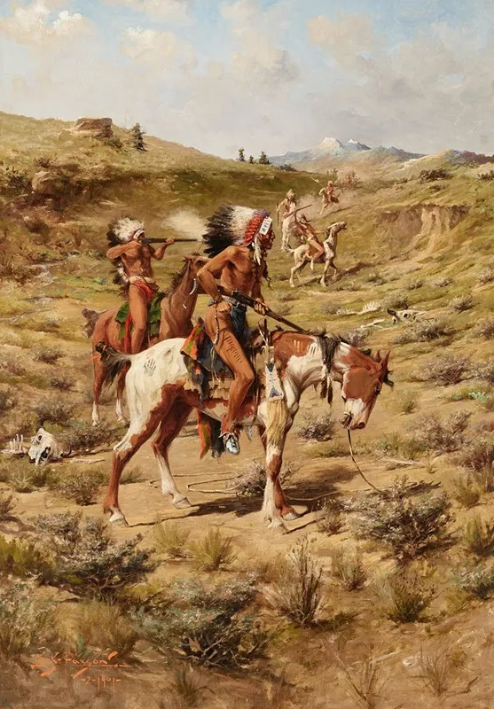 The War Party 2 Wall Art by Edgar Samuel Paxson - High-Resolution Digital Print