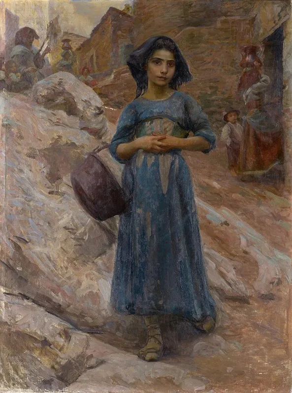 The Water Carrier Wall Art by Hans (Johann) Ludwig Lendorff - High-Resolution Digital Print