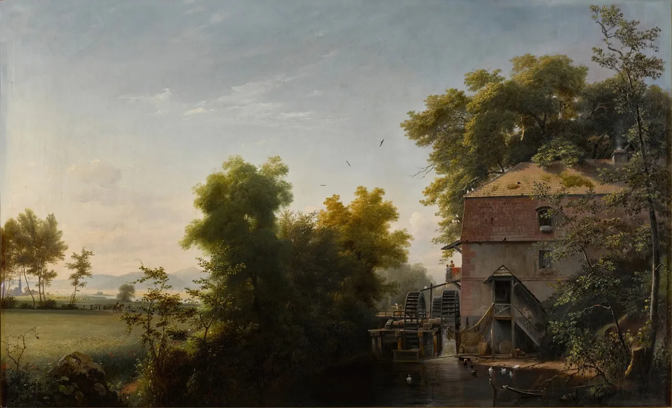 The Water Mill At Heilsberg Wall Art by Eduard Gaertner - High-Resolution Digital Print