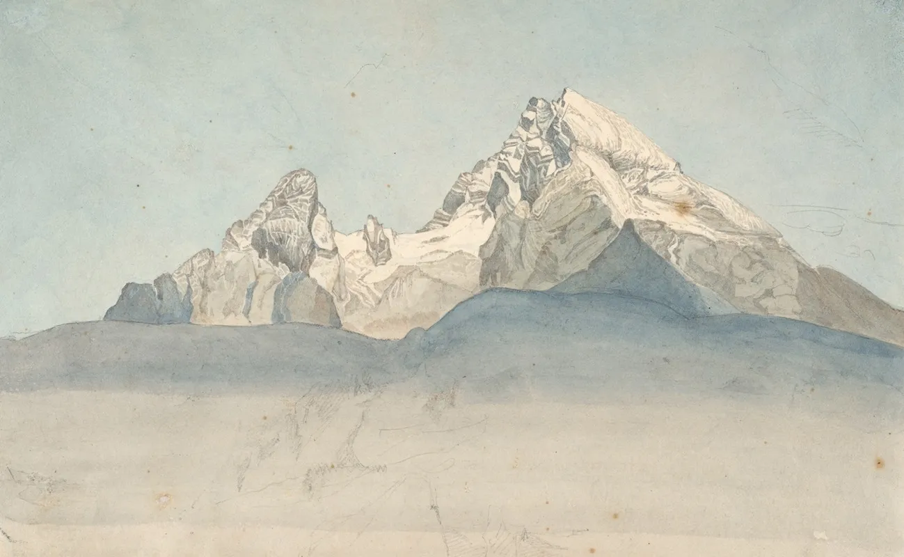The Watzmann Seen From The North East And Some Sketches Of A Mountain Wall Art by August Heinrich - High-Resolution Digital Print