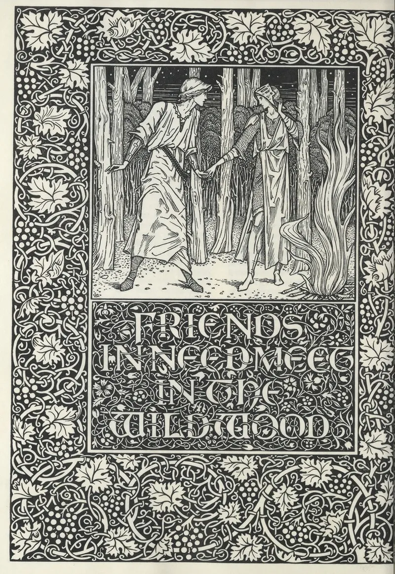 The Well At The Worlds End Friends In Need Meet In The Wildwood Wall Art by Sir Edward Coley Burne-Jones - High-Resolution Digital Print