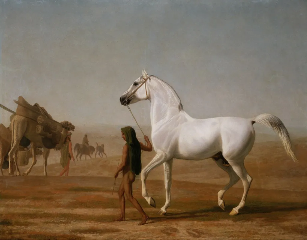 The Wellesley Grey Arabian Led Through The Desert Wall Art by Jacques-Laurent Agasse - High-Resolution Digital Print