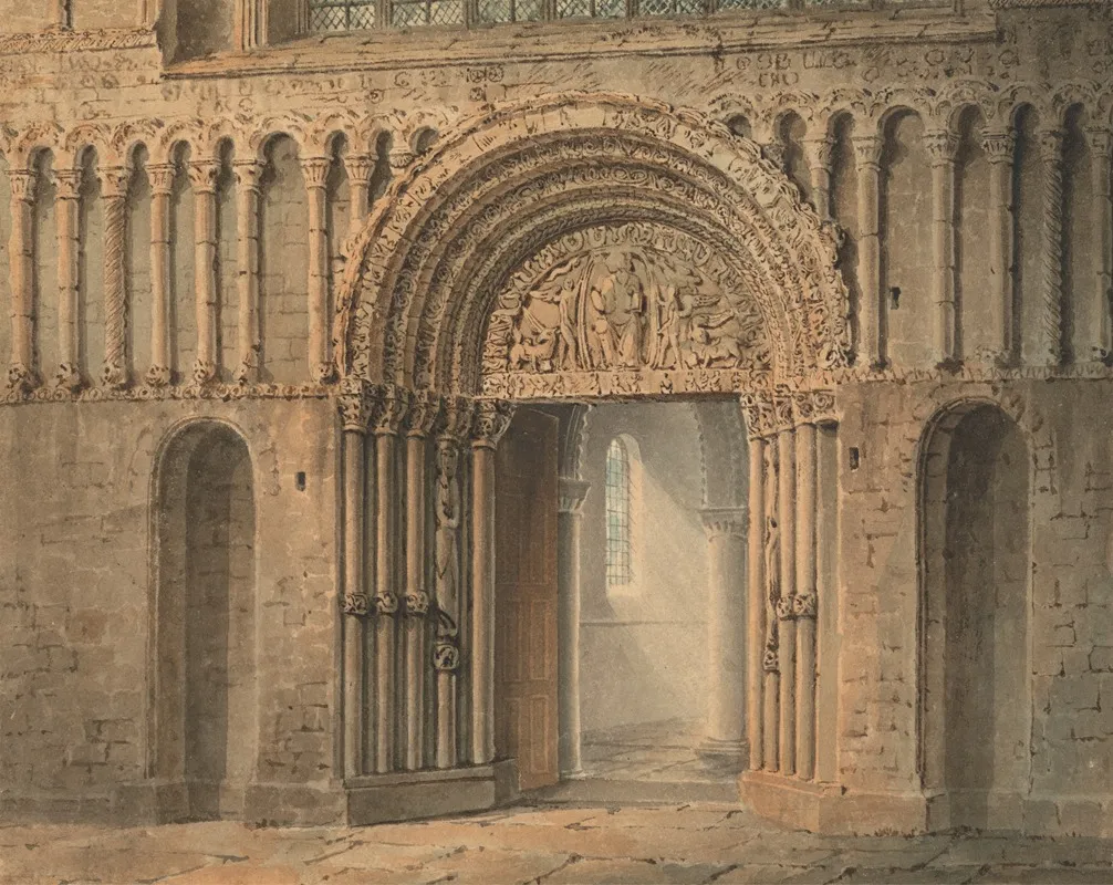 The West Door Rochester Cathedral Kent Wall Art by Frederick Mackenzie - High-Resolution Digital Print