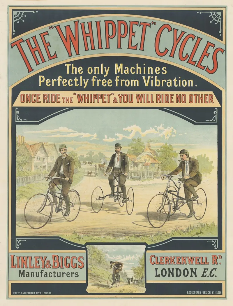 The Whippet Cycles Wall Art by Fred.k Dangerfield lith. - High-Resolution Digital Print