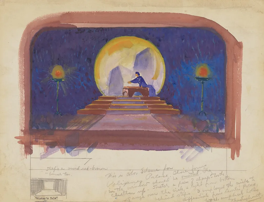 The Winters Tale Sketch No 1 Color Scheme For Palixenes Palace Wall Art by William Perkins - High-Resolution Digital Print
