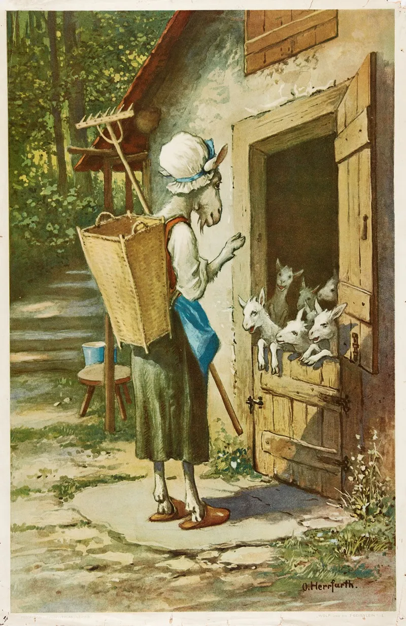 The Wolf And The Seven Little Goats 4 Wall Art by Oskar Herrfurth - High-Resolution Digital Print