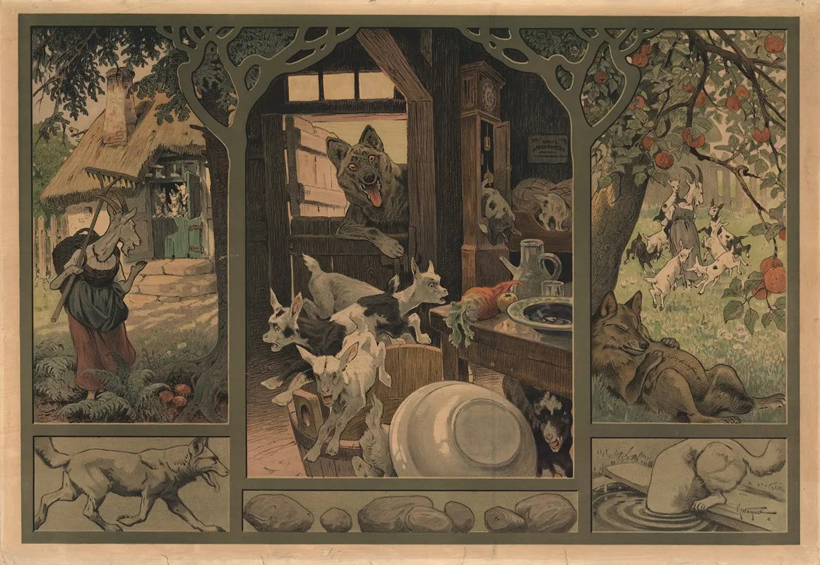 The Wolf And The Seven Little Goats Wall Art by K. Wagner - High-Resolution Digital Print