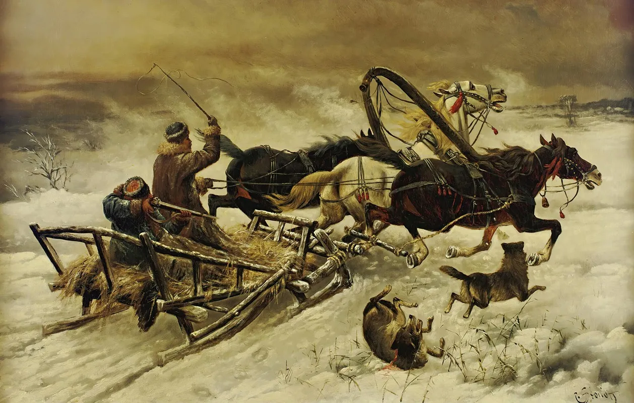The Wolf Hunt Wall Art by Adolf Baumgartner-Stoiloff - High-Resolution Digital Print