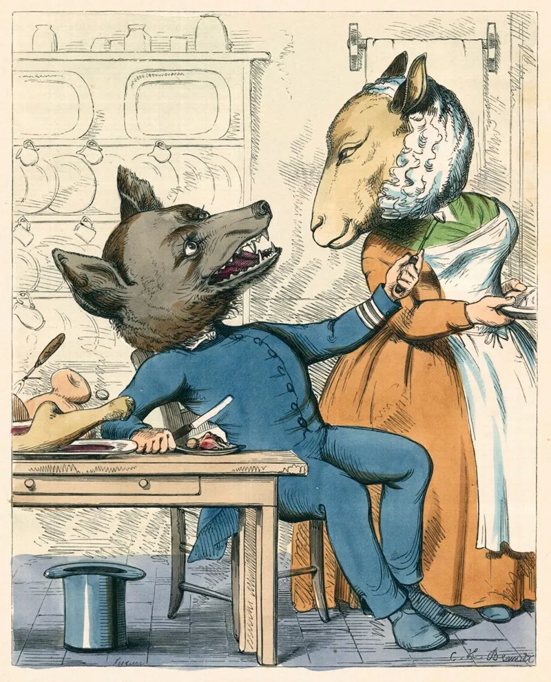 The Wolf In Sheeps Clothing Wall Art by Charles Henry Bennett - High-Resolution Digital Print