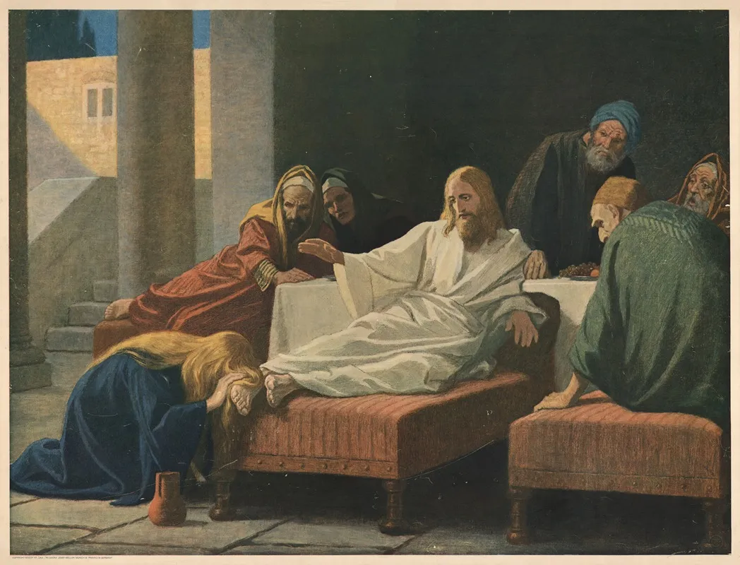 The Woman Wipes Jesus Feet With Her Hair Wall Art by Gebhard Fugel - High-Resolution Digital Print