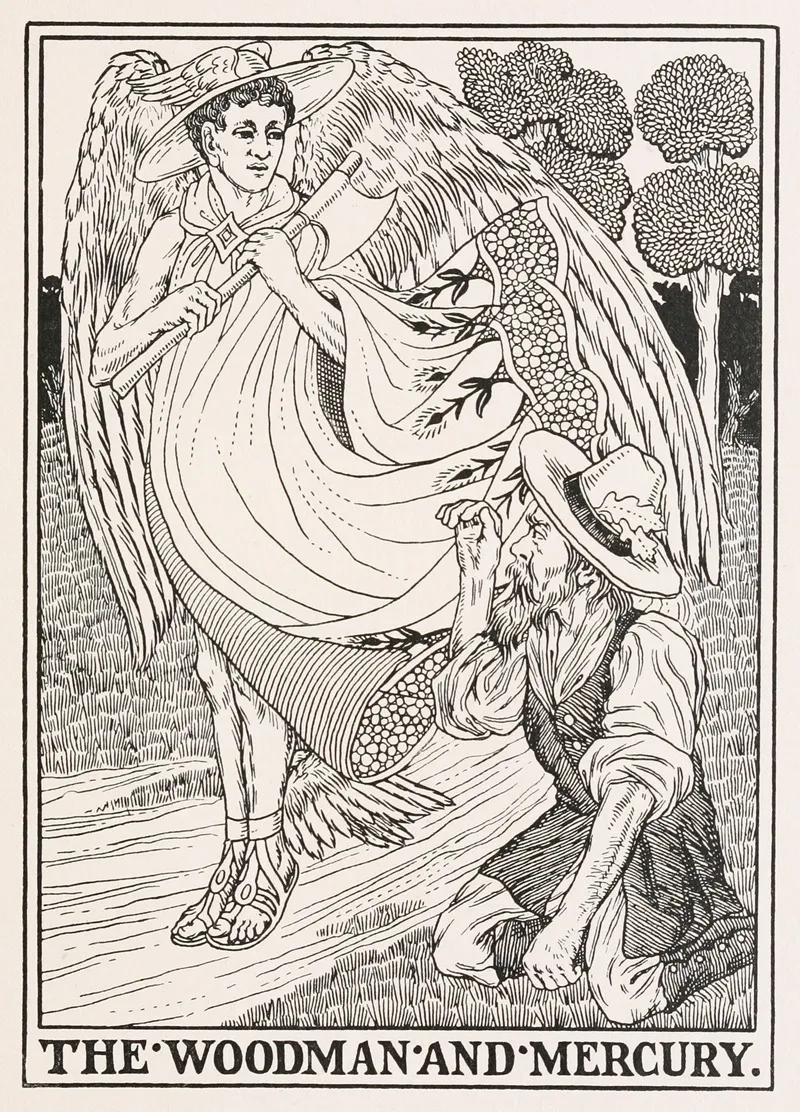 The Woodman And Mercury Wall Art by Percy J. Billinghurst - High-Resolution Digital Print