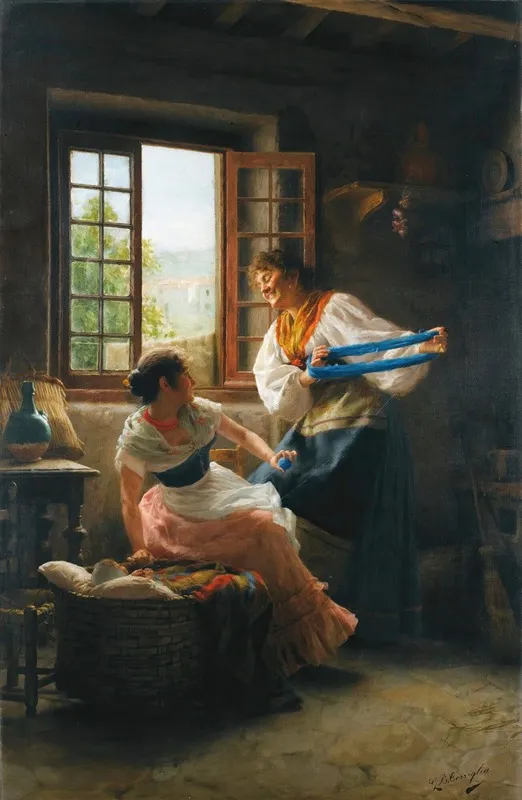 The Wool Winders Wall Art by Giovanni Battista Torriglia - High-Resolution Digital Print