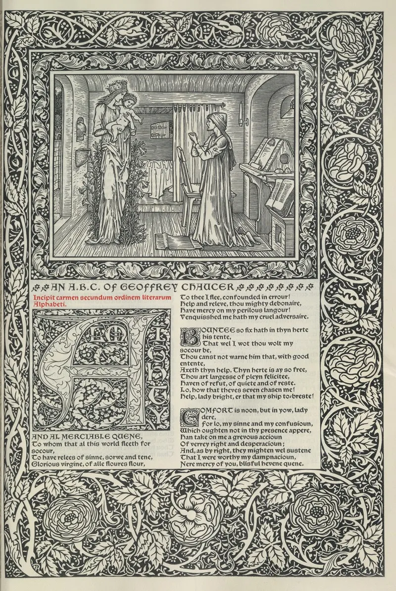 The Works Of Geoffrey Chaucer Pl 30 Wall Art by Sir Edward Coley Burne-Jones - High-Resolution Digital Print