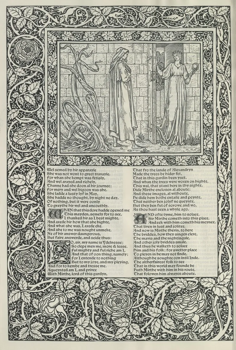 The Works Of Geoffrey Chaucer Pl 36 Wall Art by Sir Edward Coley Burne-Jones - High-Resolution Digital Print