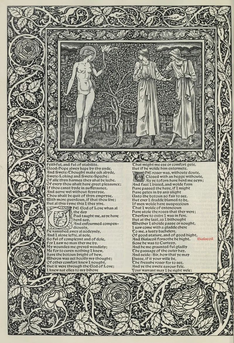 The Works Of Geoffrey Chaucer Pl 45 Wall Art by Sir Edward Coley Burne-Jones - High-Resolution Digital Print