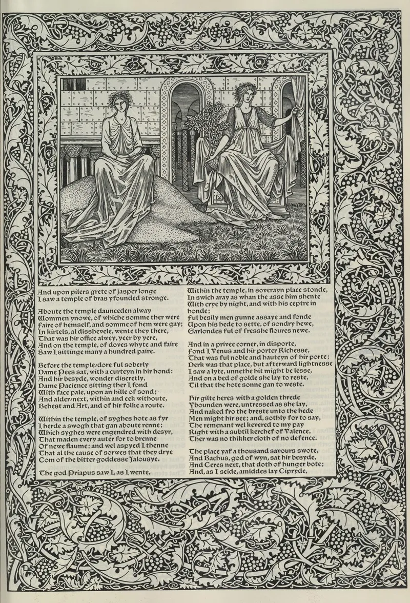 The Works Of Geoffrey Chaucer Pl 52 Wall Art by Sir Edward Coley Burne-Jones - High-Resolution Digital Print