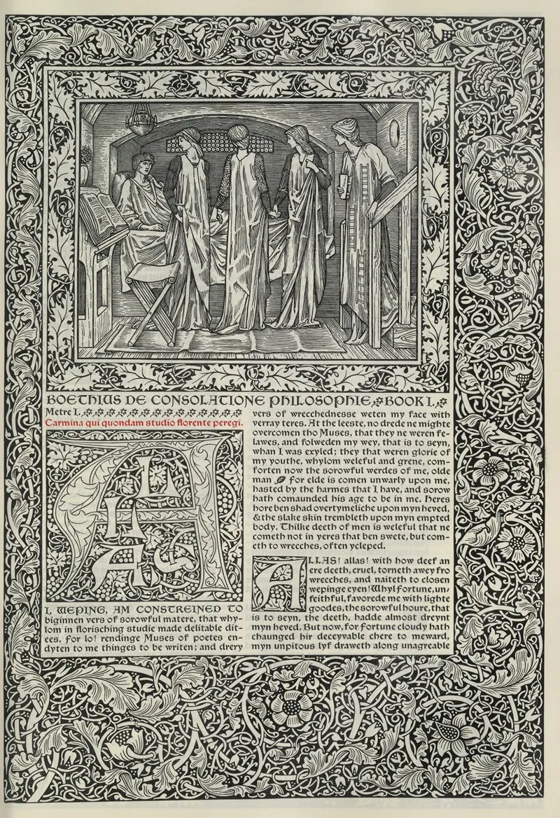 The Works Of Geoffrey Chaucer Pl 55 Wall Art by Sir Edward Coley Burne-Jones - High-Resolution Digital Print