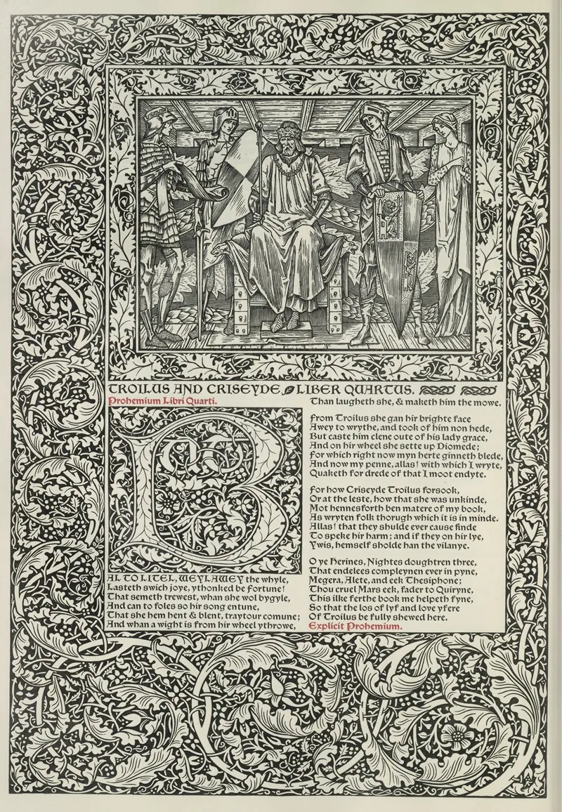 The Works Of Geoffrey Chaucer Pl 84 Wall Art by Sir Edward Coley Burne-Jones - High-Resolution Digital Print