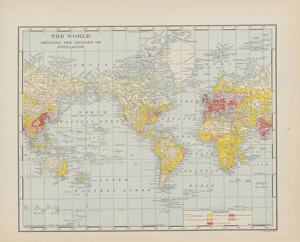 The World Showing Density Of Population