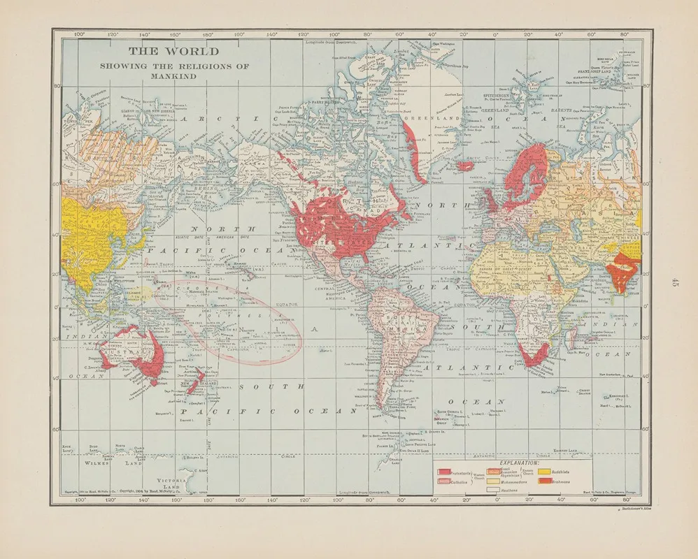 The World Showing The Religions Of Mankind