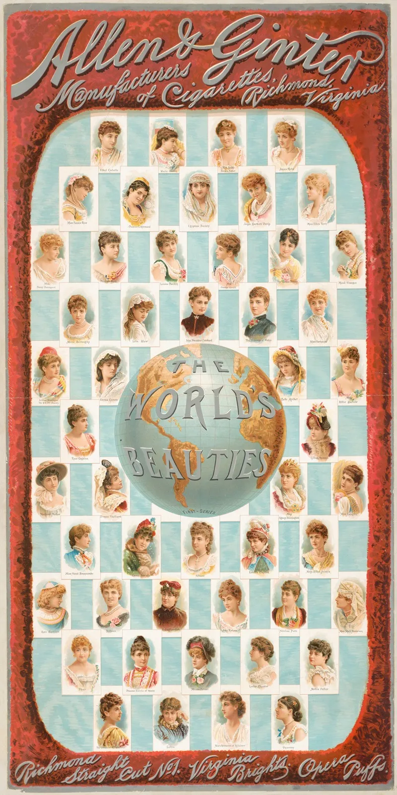 The Worlds Beauties First Series Allen Ginter Manufacturers Of Cigarettes Richmond Virginia Wall Art by Geo. S. Harris &amp; Sons - High-Resolution Digital Print