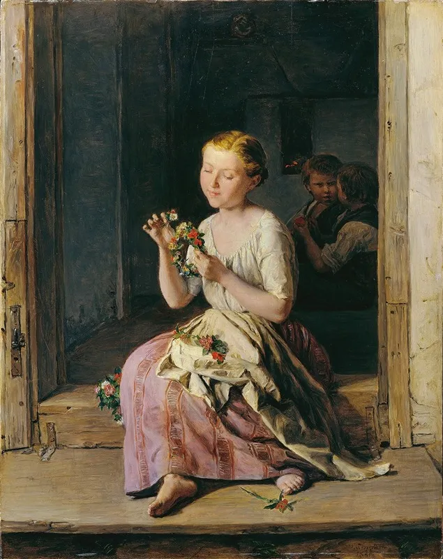The Wreath Winder Wall Art by Ferdinand Georg Waldmüller - High-Resolution Digital Print