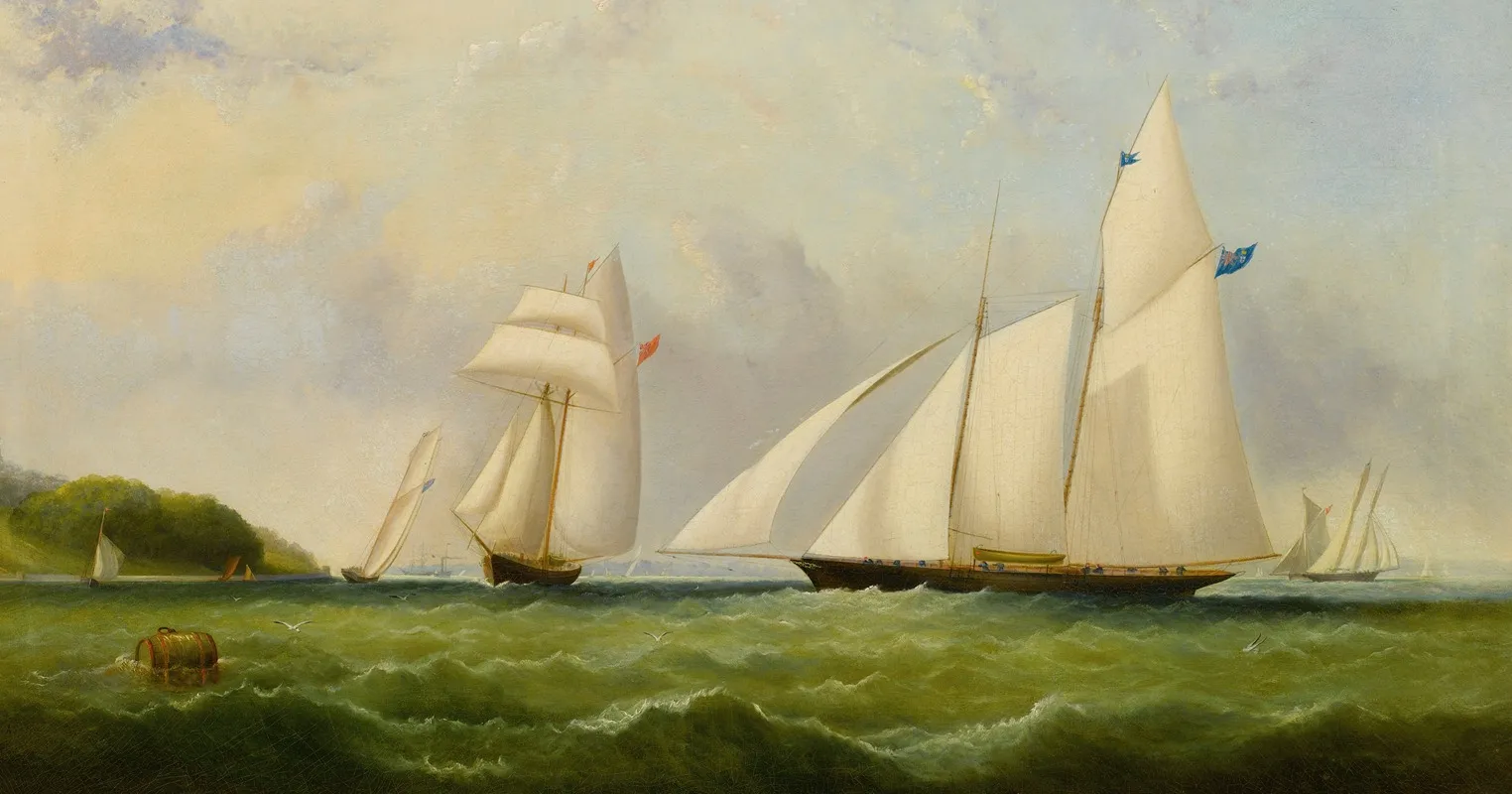The Yacht Cambria Racing Off Ryde Isle Of Wight Wall Art by Arthur Wellington Fowles - High-Resolution Digital Print