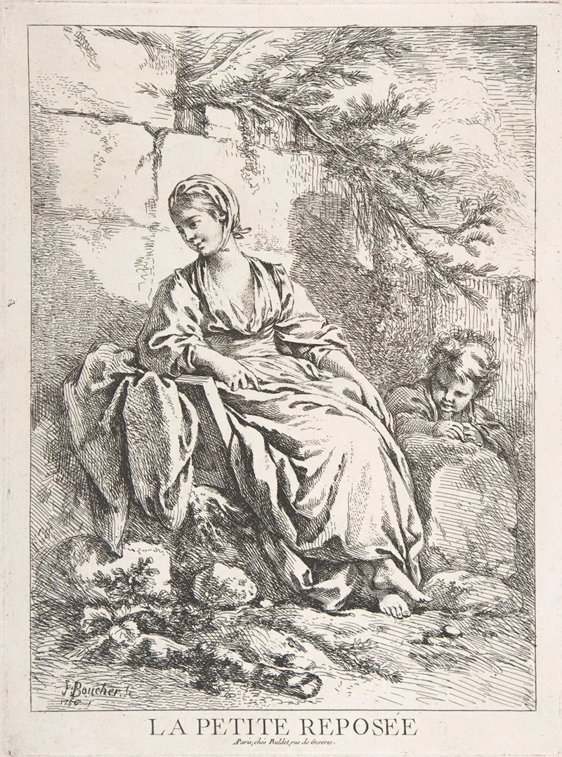 The Young Girl Resting Wall Art by François Boucher - High-Resolution Digital Print