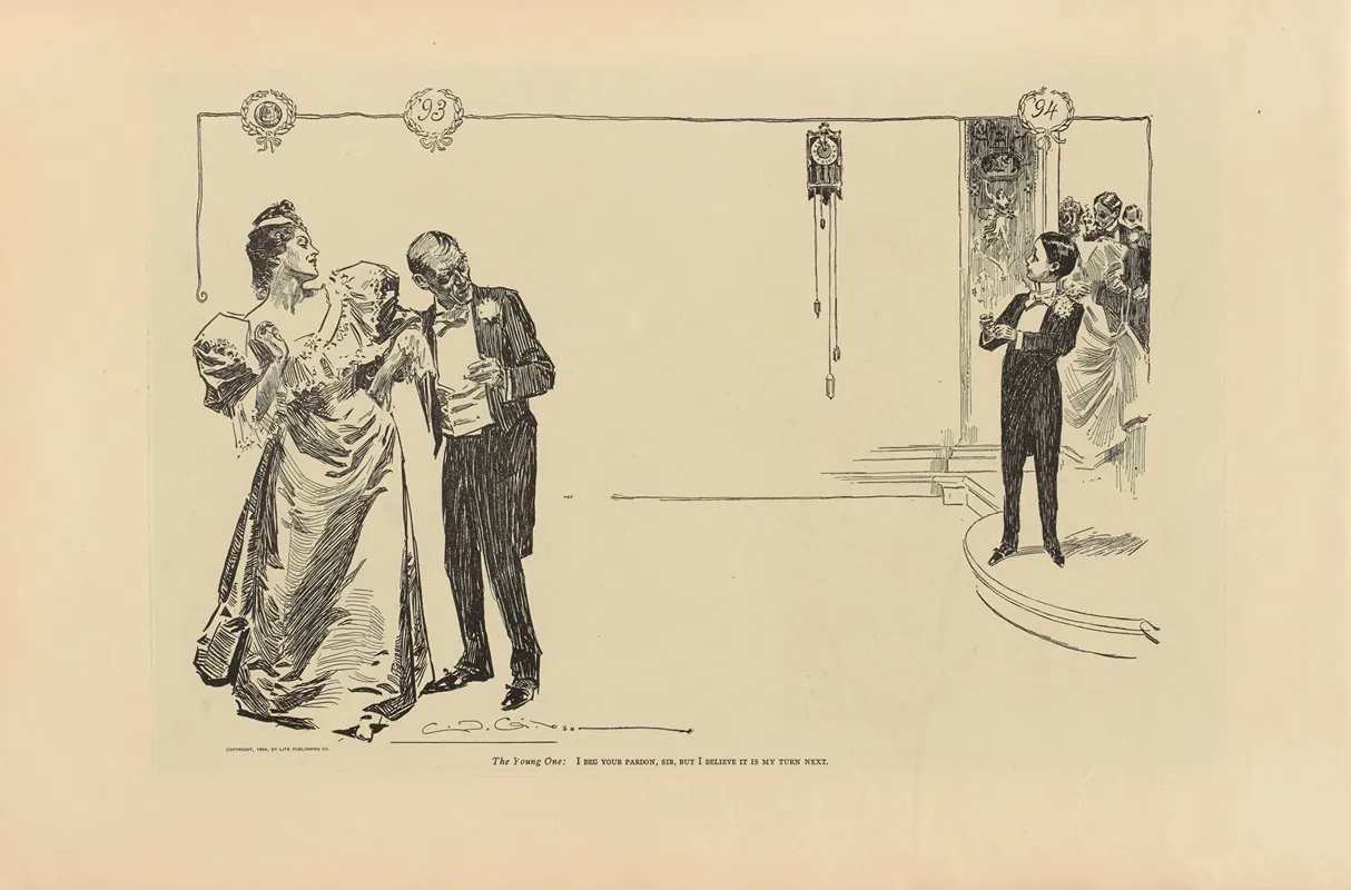 The Young One I Beg Your Pardon Sir But I Believe It Is My Turn Next Wall Art by Charles Dana Gibson - High-Resolution Digital Print