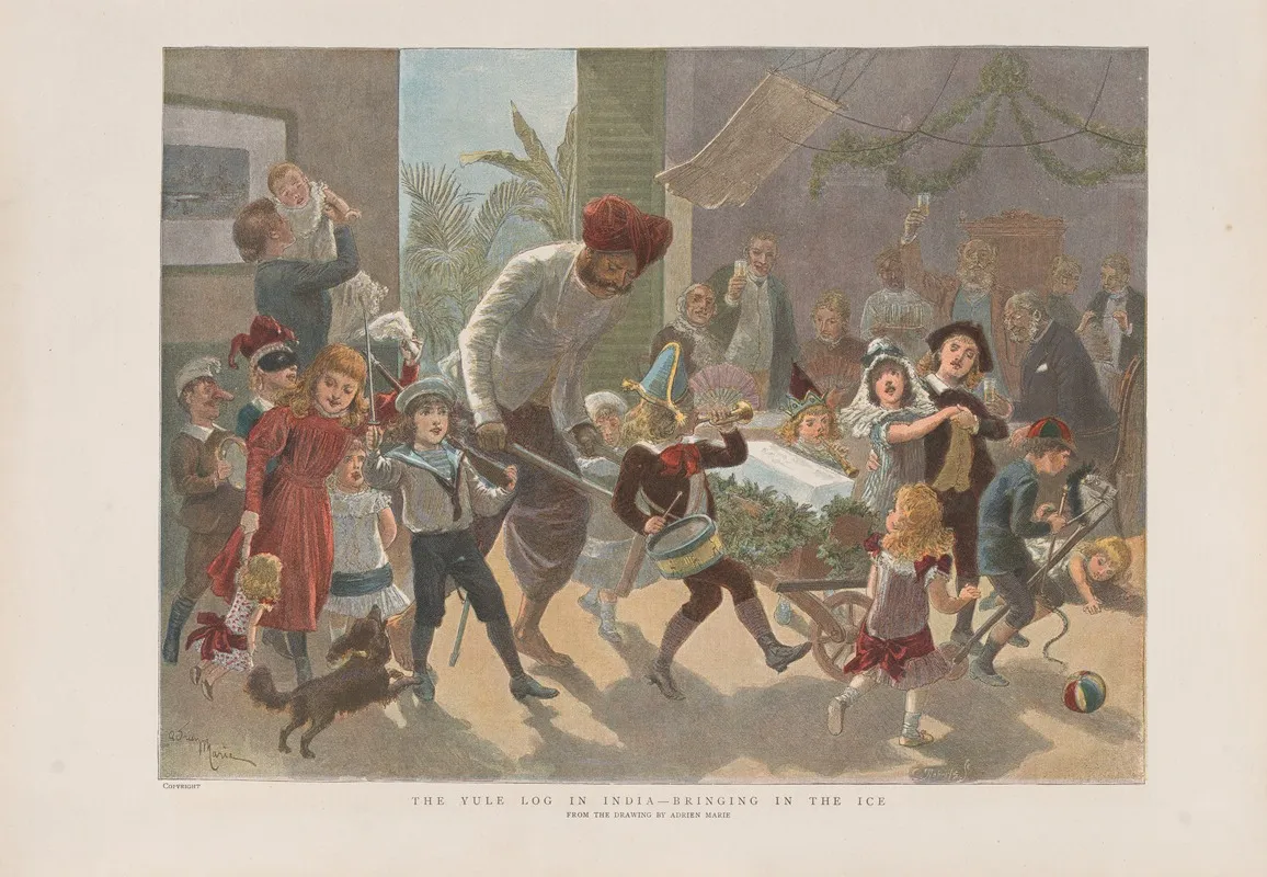 The Yule Log In India Bringing In The Ice Wall Art by Charles Roberts - High-Resolution Digital Print
