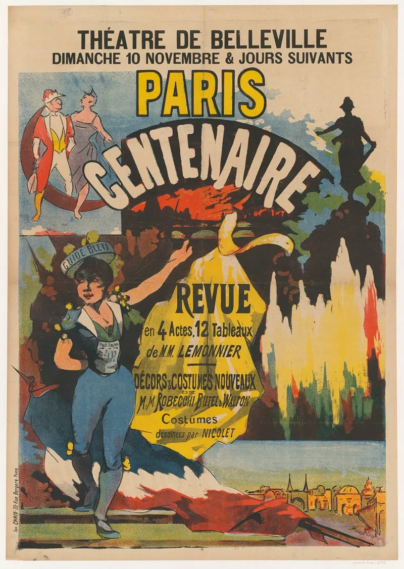 Theatre De Belleville Dimanche 17 Novembre Jours Suivants Paris Centenaire Revue Wall Art by George Houdin - High-Resolution Digital Print