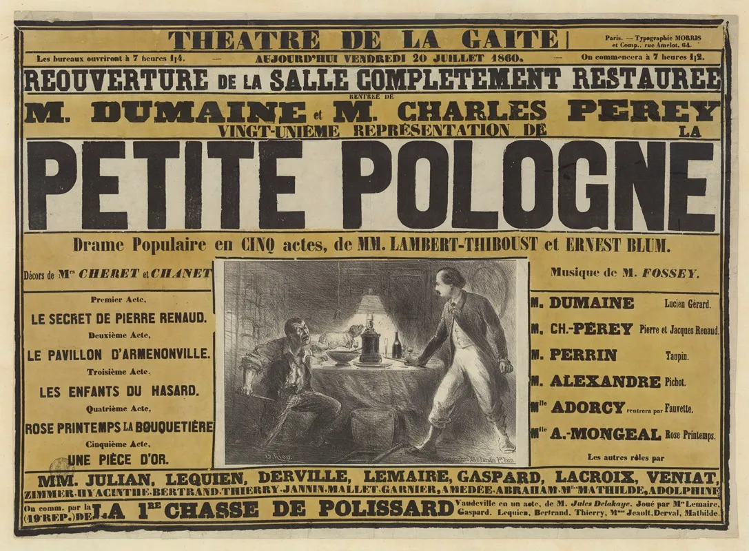 Theatre De La Gaite Vingt Unieme Representation De La Petite Pologne Wall Art by Edouard Riou - High-Resolution Digital Print