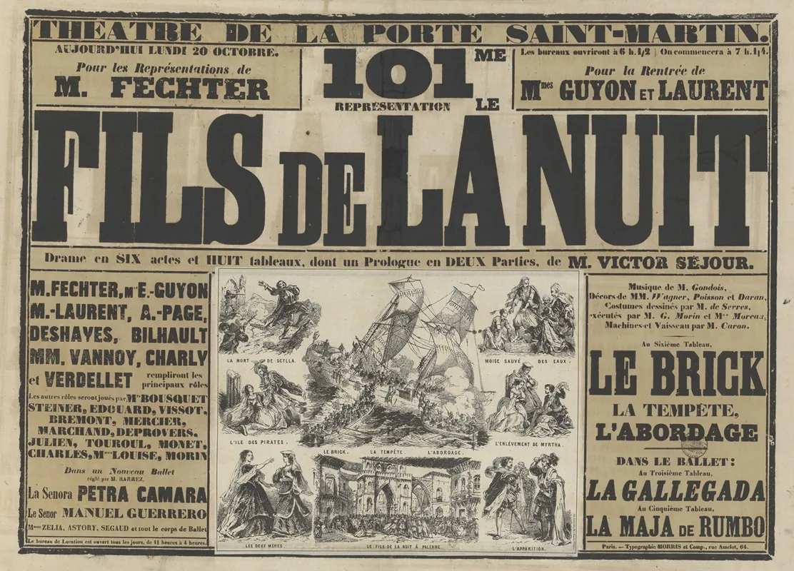 Theatre De La Porte Saint Martin 101eme Representation Le Fils De La Nuit