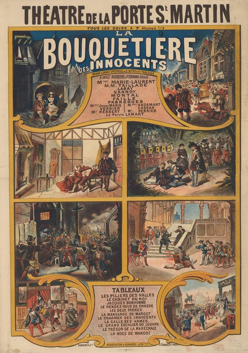 Theatre De La Porte St Martin La Bouquetiere Des Innocents Wall Art by Imp. Romanet &amp; Cie - High-Resolution Digital Print